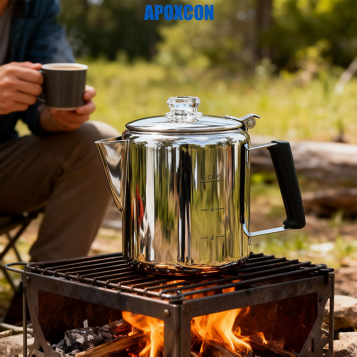 Stainless Steel Stove Top Percolator Coffee Pot 6 Cup U66121