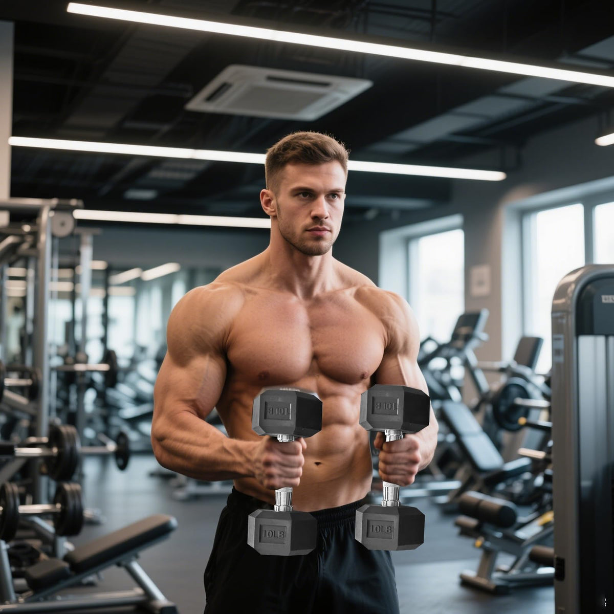 15 lb-550 lb Rubber Hex Dumbbell Set W31317