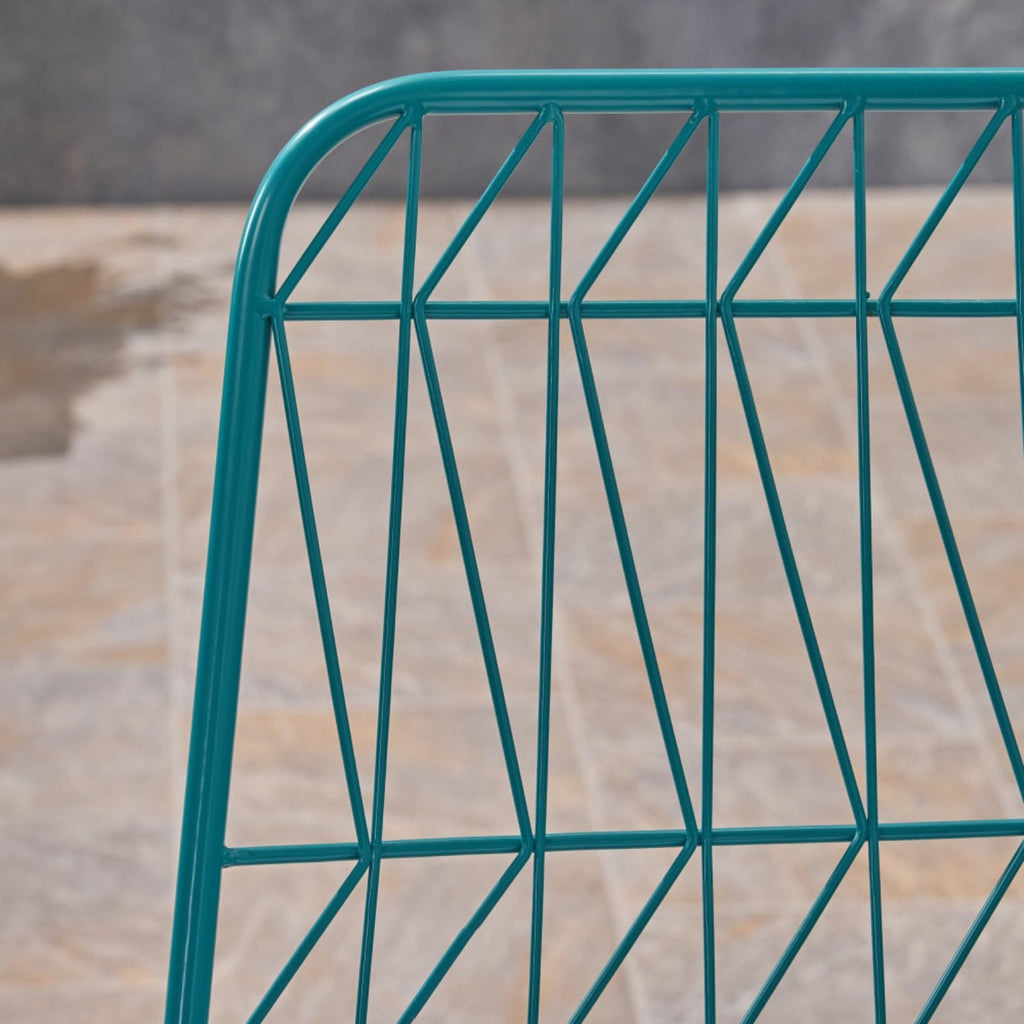 Teal Iron Patio Bar Stools with Cushion, Set of 2 O451373
