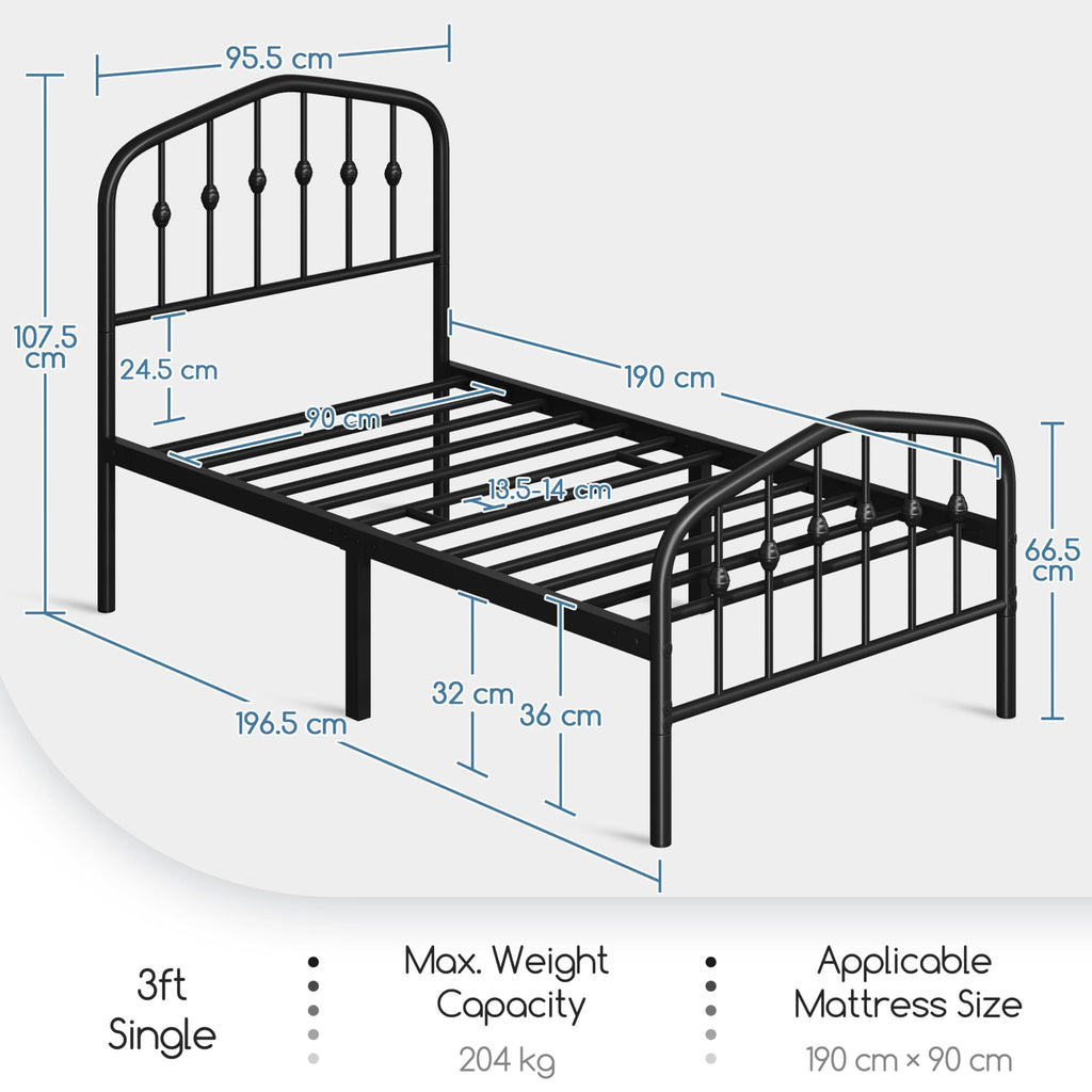 Twin Metal Bed Frame with Victorian Headboard I987