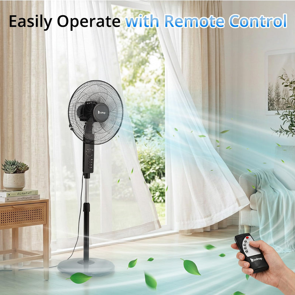 16 inch Oscillating Pedestal Fan with Remote Control, Black P447273