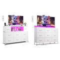 White 2-Piece TV Stand Dresser with 8+9 Fabric Drawers O334757