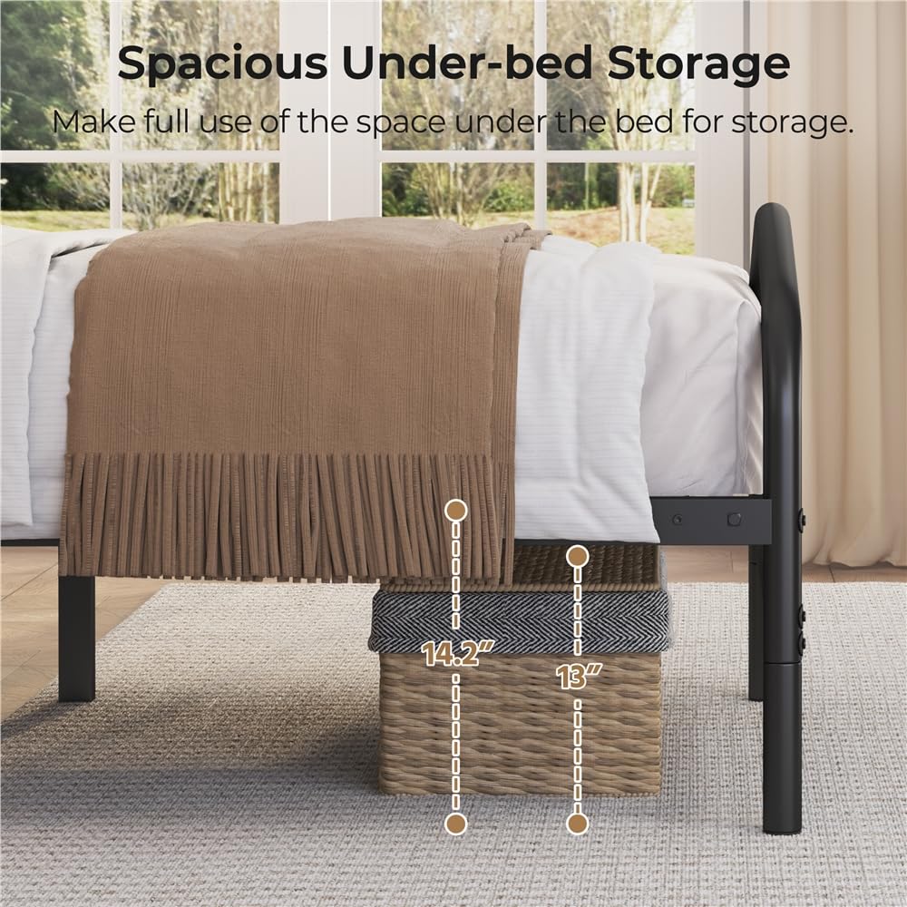 Twin Metal Bed Frame with Victorian Headboard I987