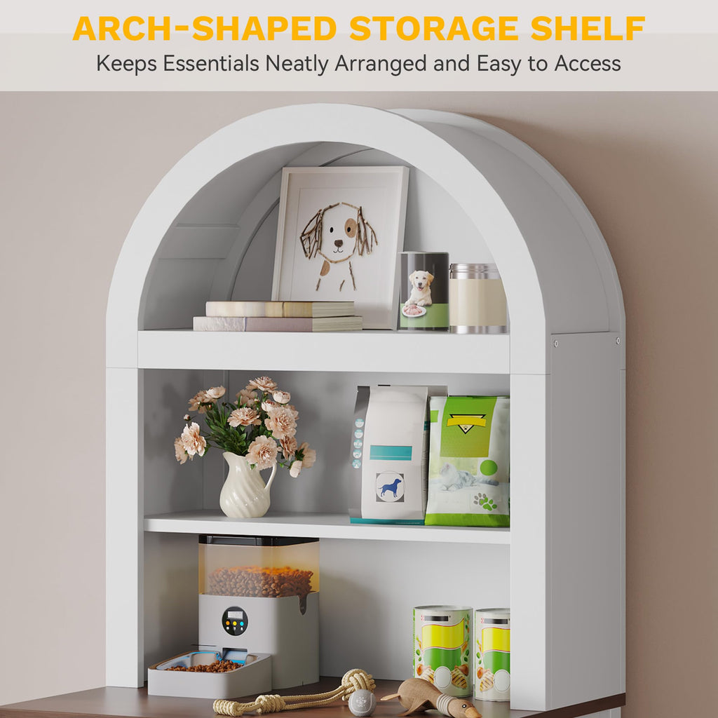 70.8in Hidden Cat Litter Box Furniture with Shelves D7021