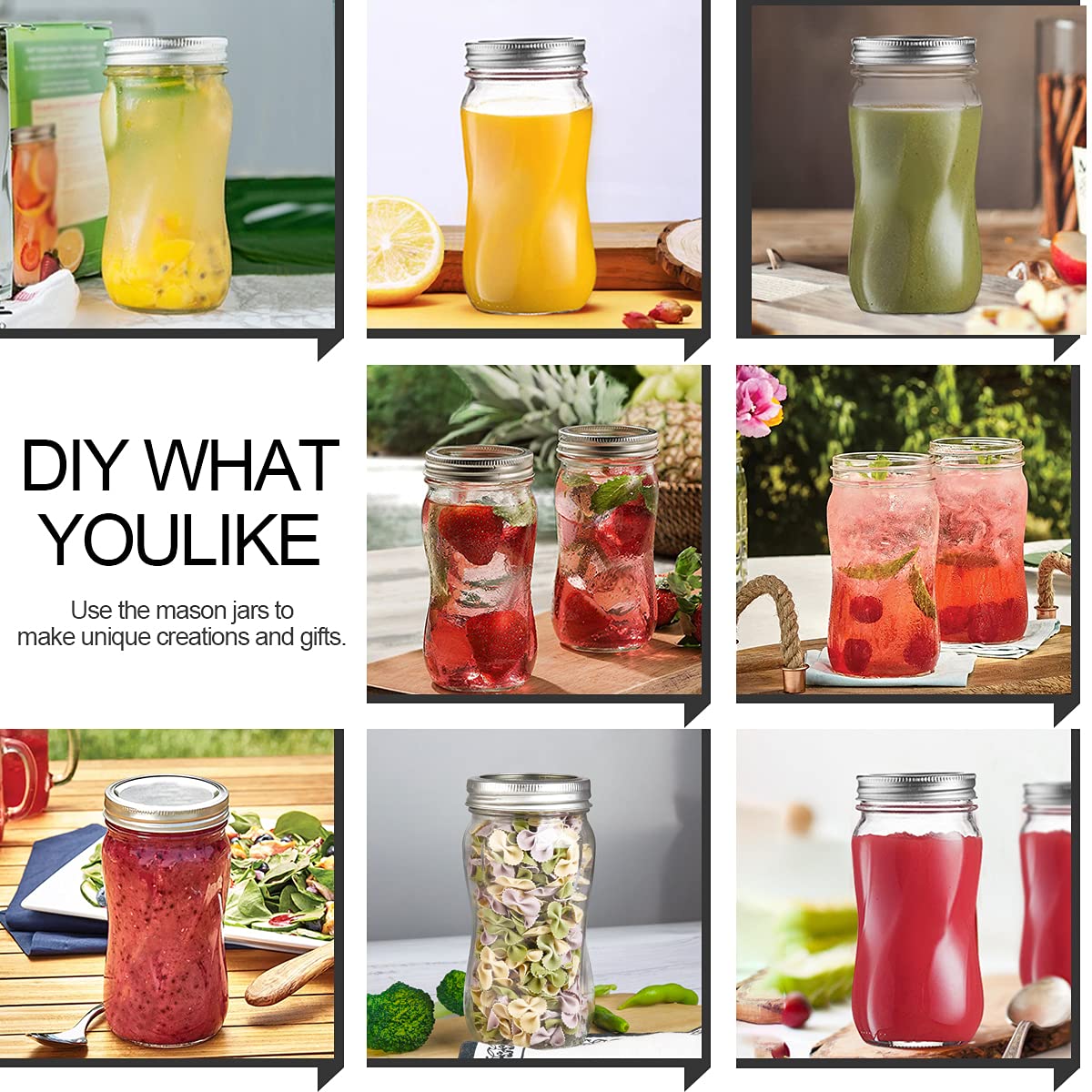 16oz Regular Mouth Mason Jars 12 Pack with Lids & Bands J41687