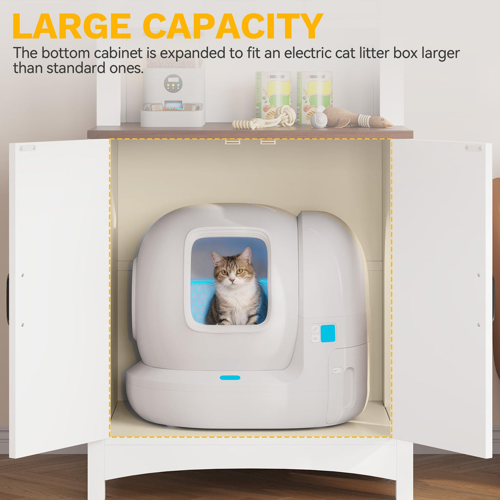 70.8in Hidden Cat Litter Box Furniture with Shelves D7021