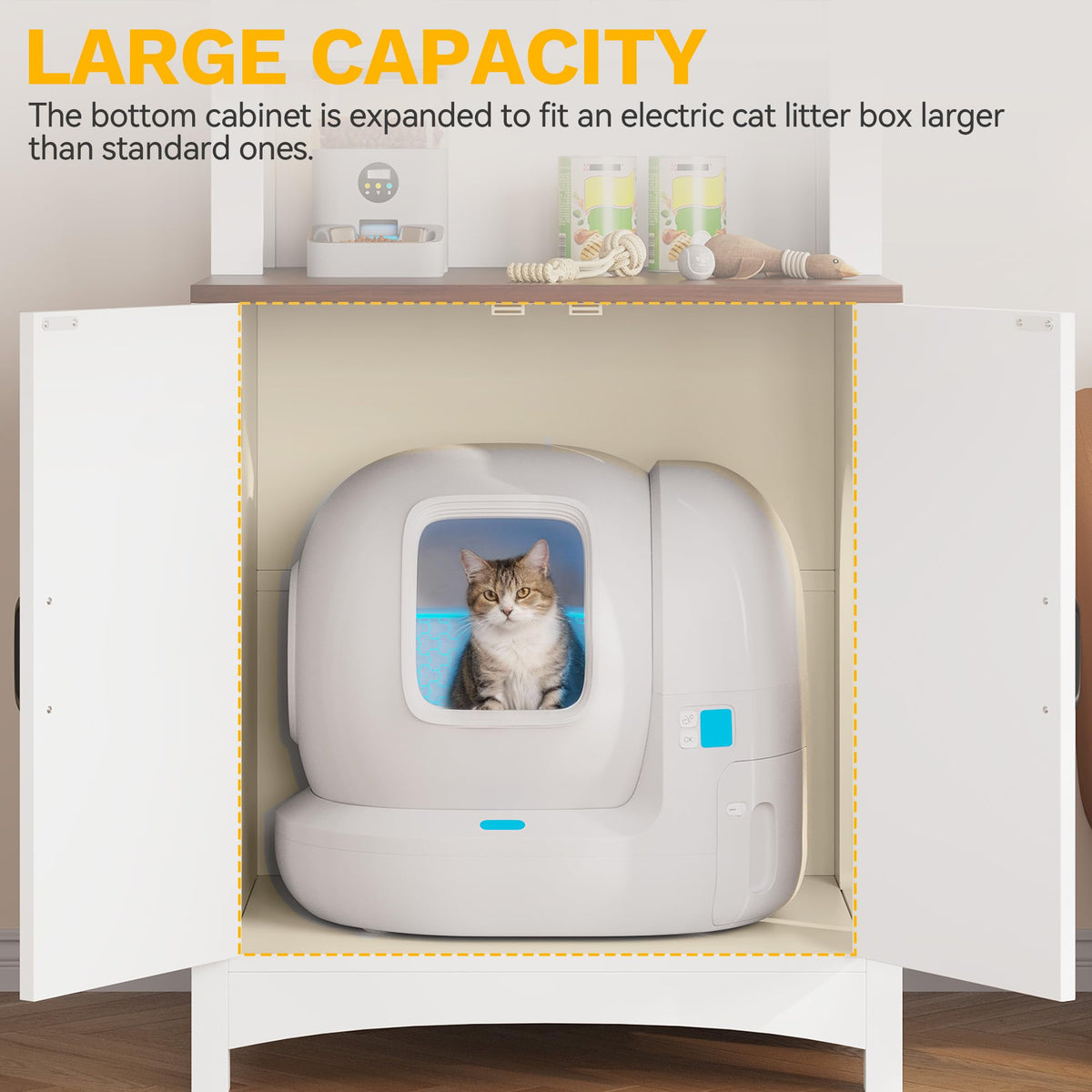 70.8in Hidden Cat Litter Box Furniture with Shelves D7021