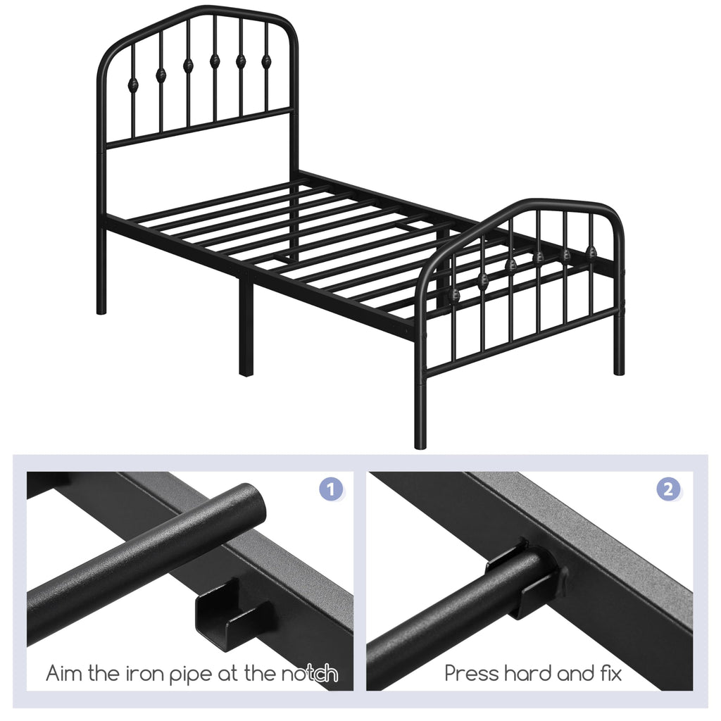 Twin Metal Bed Frame with Victorian Headboard I987