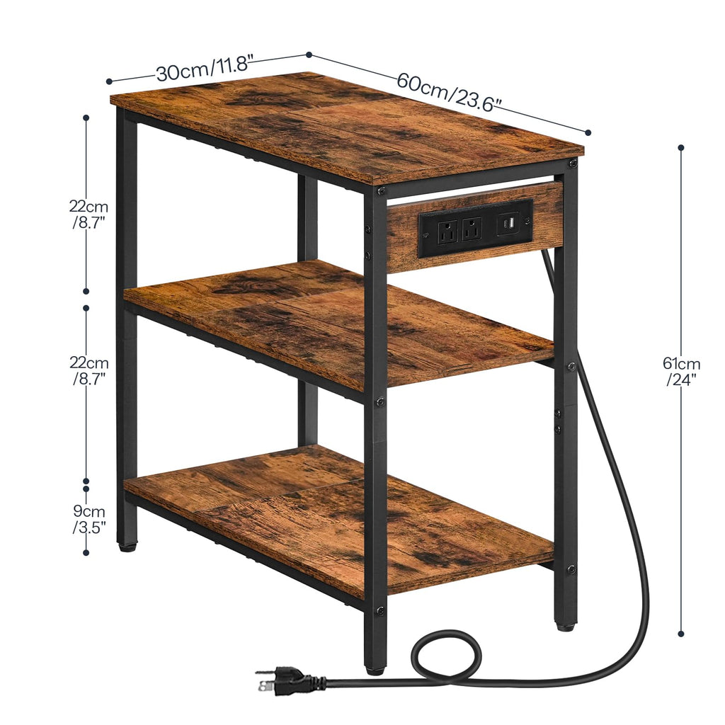 Charging Station End Table with 3 Tier Storage Shelf H478787