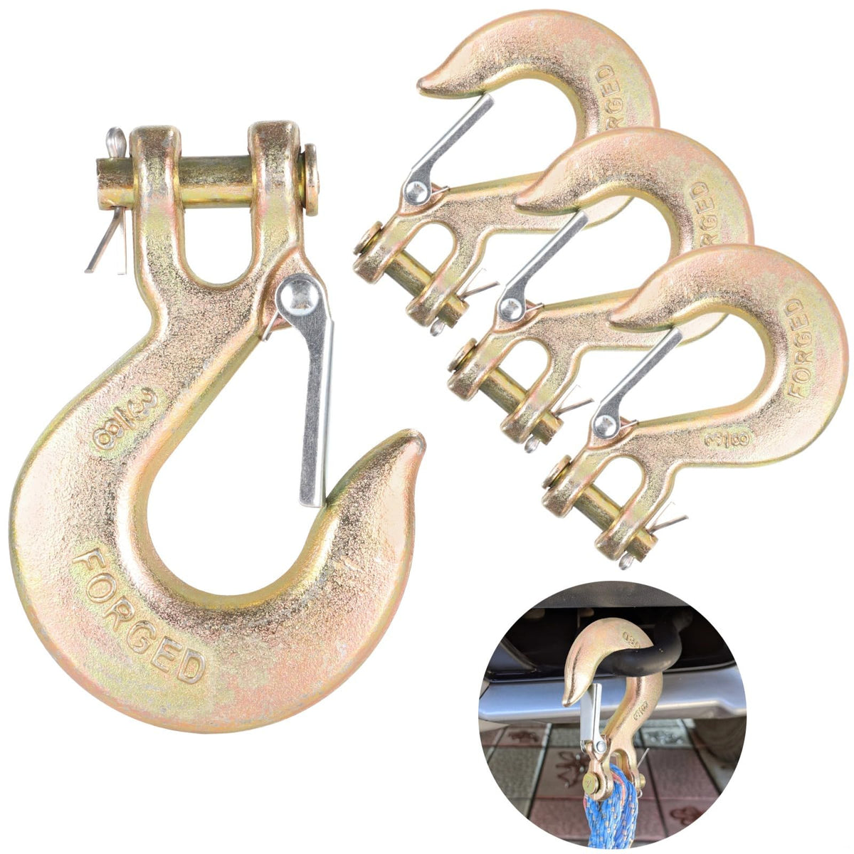 3/8-Inch Grade 70 Steel Clevis Slip Hooks 4-Pack V392