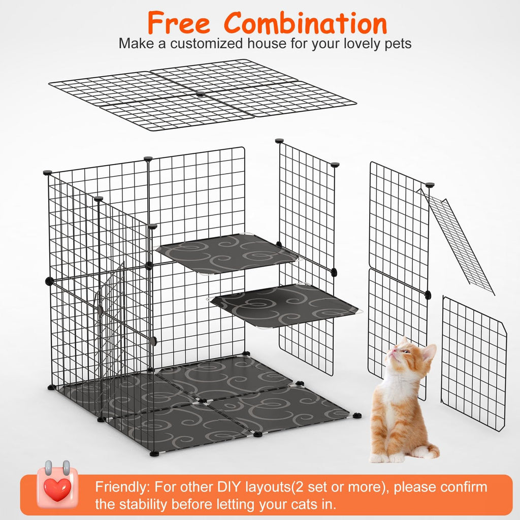 Black 2-Tier Cat Cage V13038