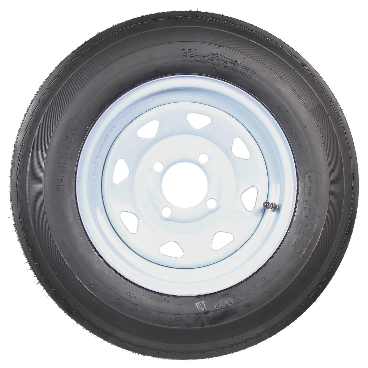 2-Pack Trailer Tire Rim Assembly 5.30-12 4 Lug White U14616