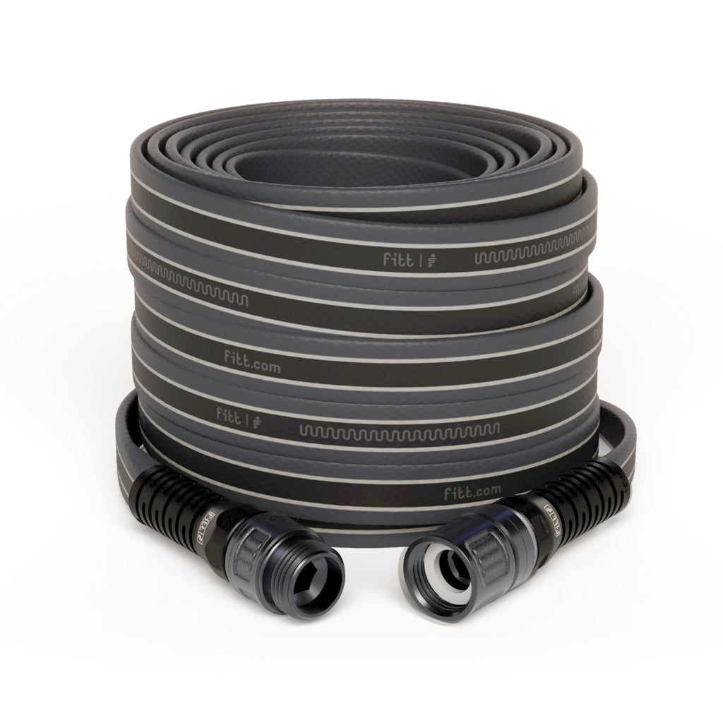 Lightweight Flexible Kink-Free Flat Garden Hose, Grey and Blue, 100-Feet x 3/4-Inch T507