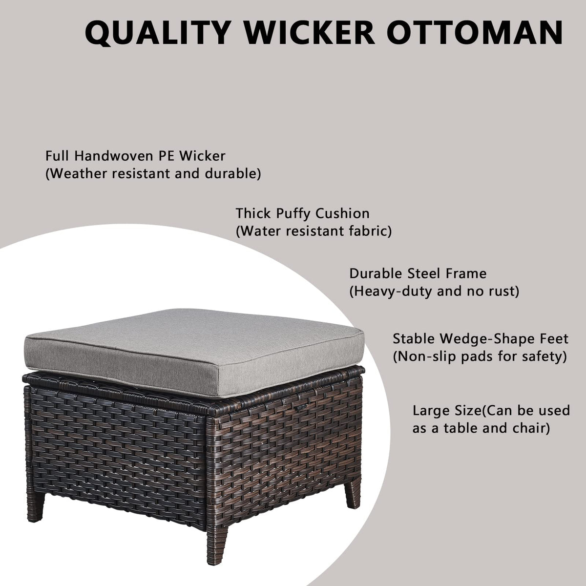5 Piece Rattan Wicker Patio Furniture Set with Swivel Rocker Chairs Ottomans and Sofa U453