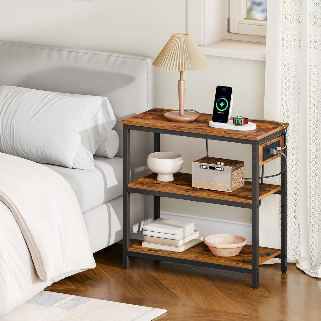 Charging Station End Table with 3 Tier Storage Shelf H478787