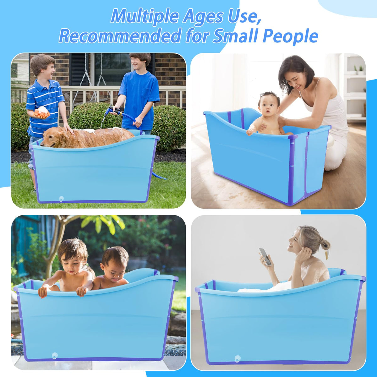 Collapsible Extra Large Dog Bathtub with Drainage Pipe D832