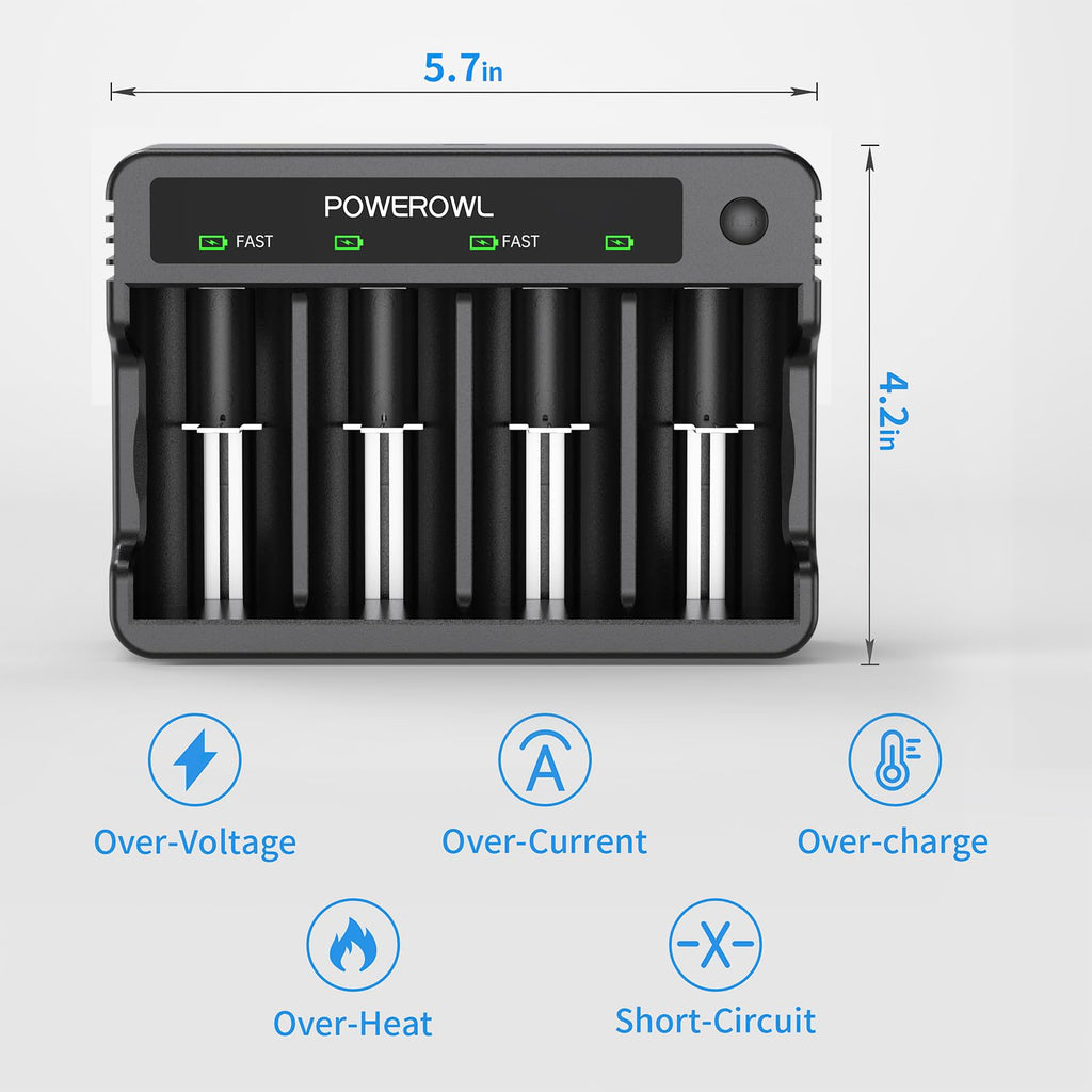 Rechargeable D Batteries with 4 Bay Battery Charger X5114