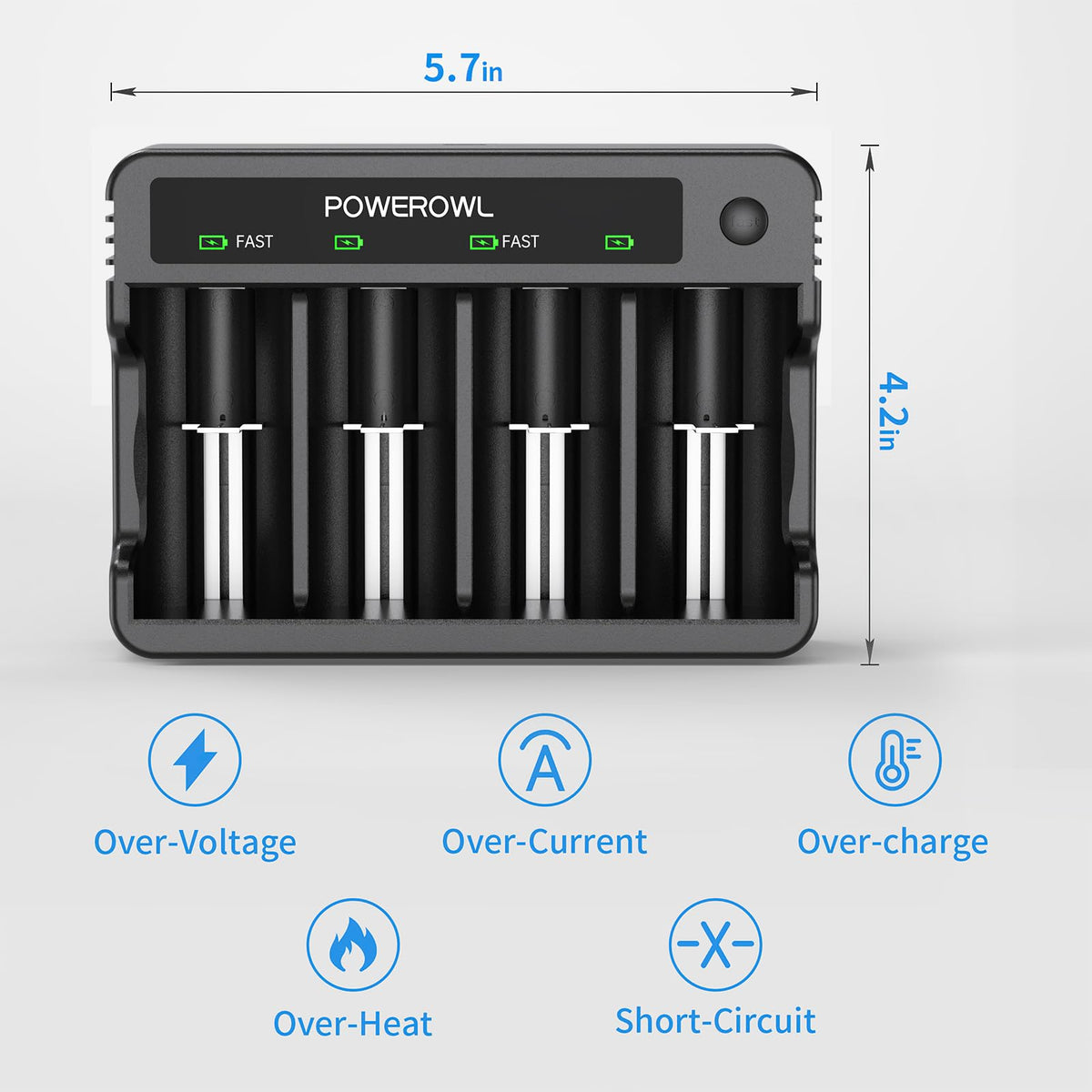 Rechargeable D Batteries with 4 Bay Battery Charger X5114
