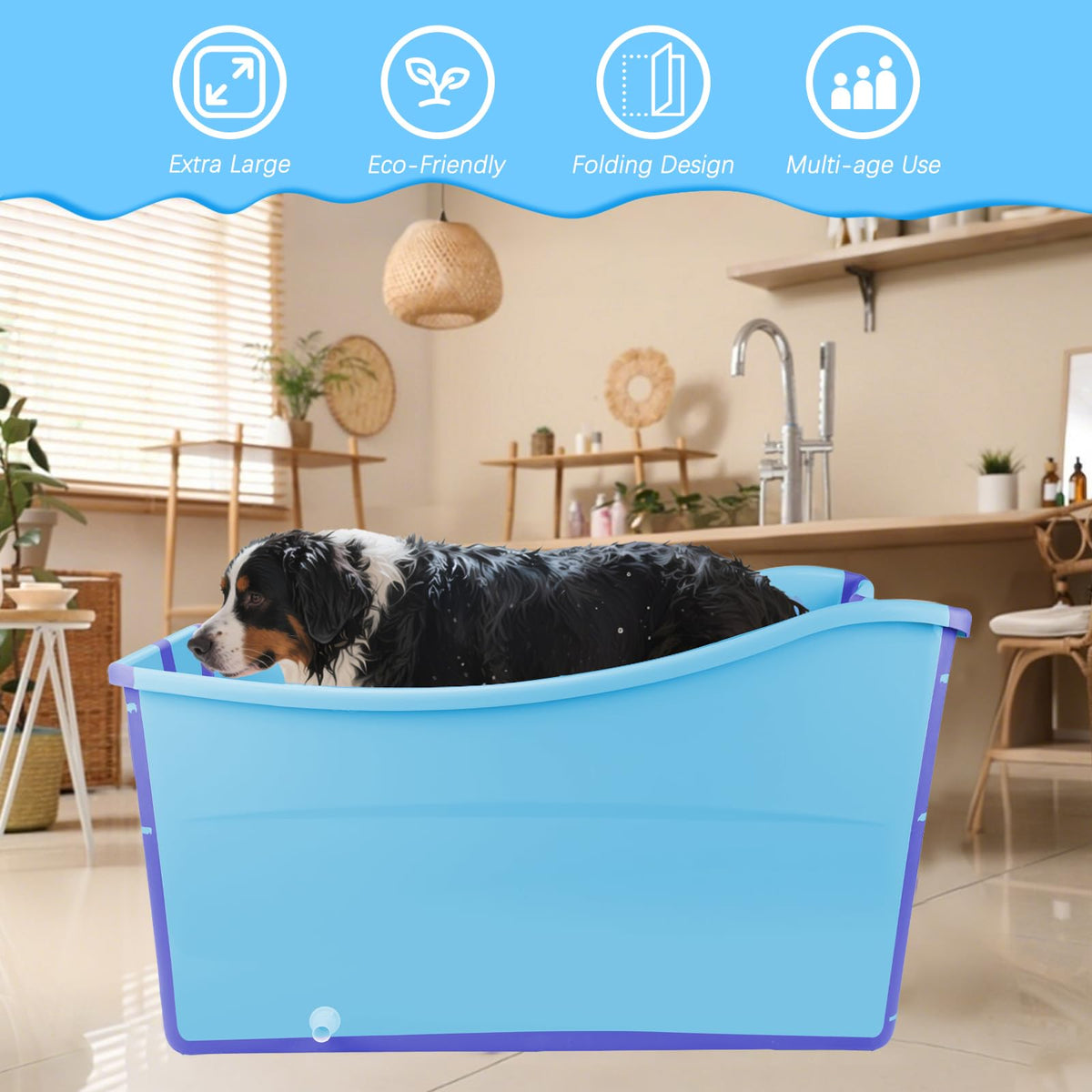 Collapsible Extra Large Dog Bathtub with Drainage Pipe D832