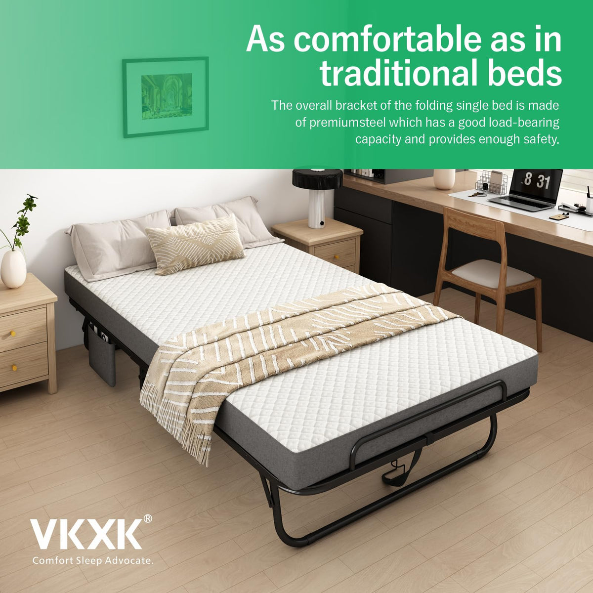 Folding Twin XL Size Bed with Memory Foam Mattress F690