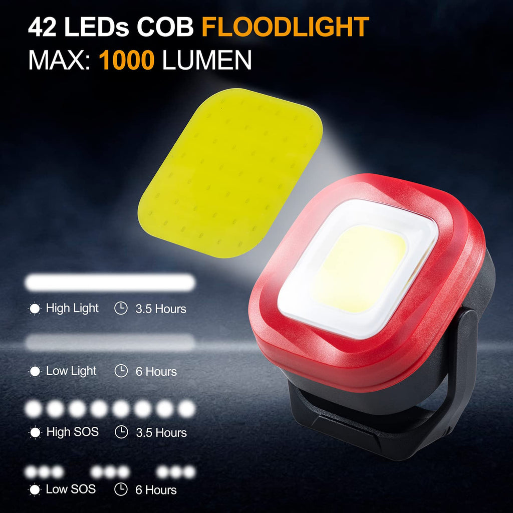Magnetic Work Light, 42 LEDs 1000 Lumens Rechargeable Portable Inspection Light (2 PCS) Y9849