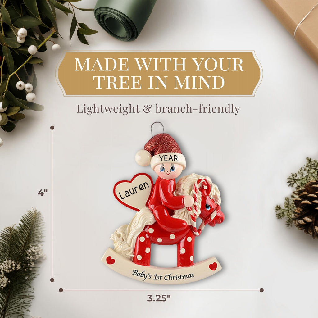 Baby's First Christmas Ornament 2026 Red Horse W471