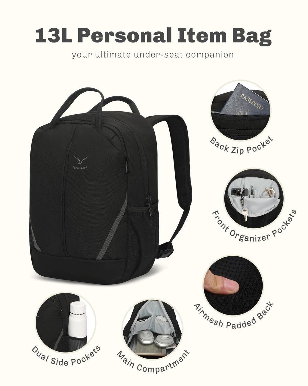 Rolling Backpack with Wheels 43L Jet Black J56438