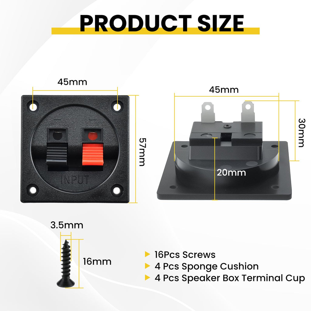 4 Pcs Speaker Box Terminal Cup with Sponge Cushion and Screws W490862