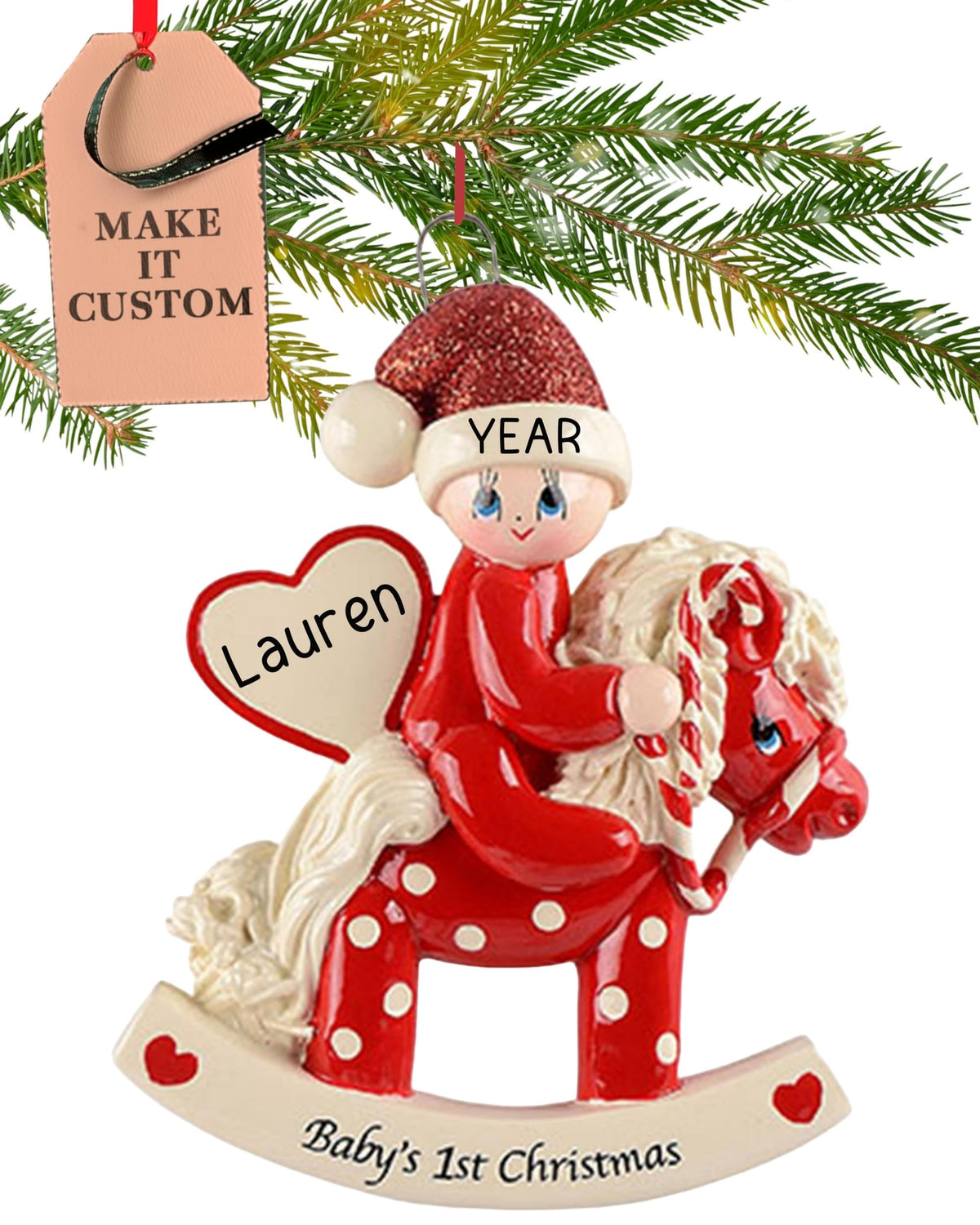 Baby's First Christmas Ornament 2026 Red Horse W471