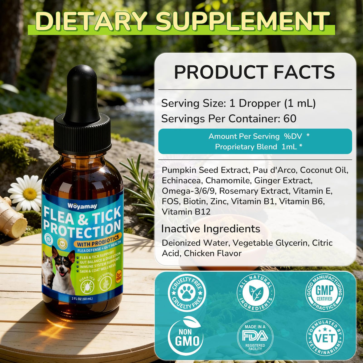Flea and Tick Prevention Drops with Probiotics L2462