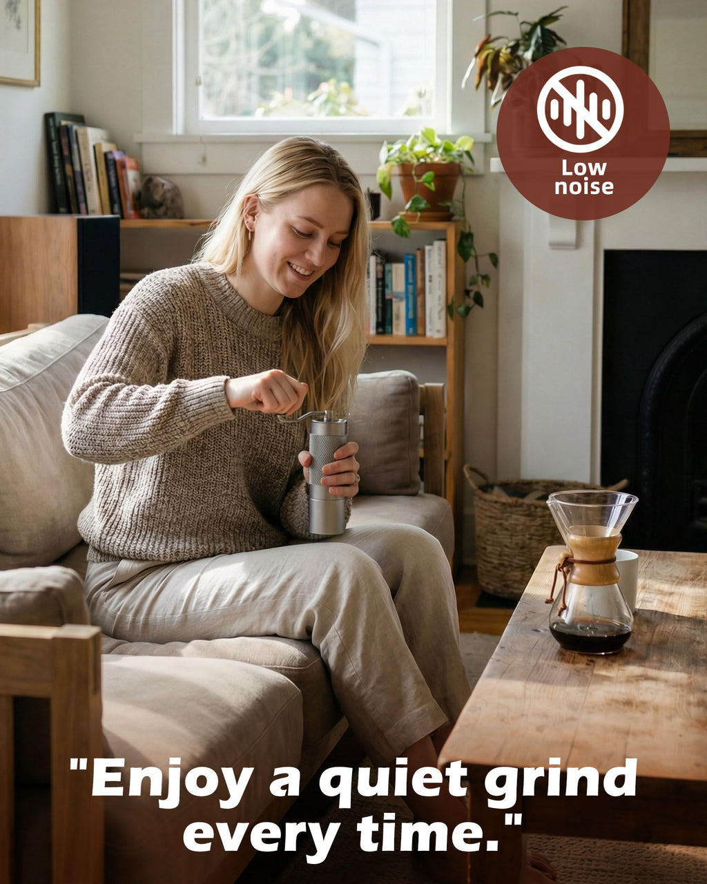 Manual Stainless Steel Conical Burr Coffee Grinder with Adjustable Settings K87740
