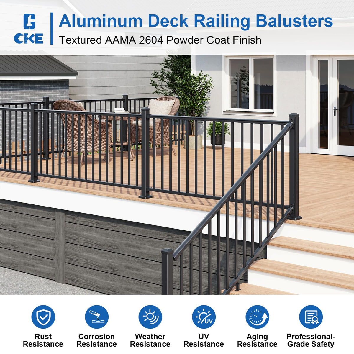 1 Pack 36 in. H x 6 ft. W Aluminum Stair Railing Kit with Post P33771