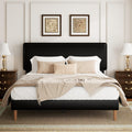 Black Full Size Upholstered Platform Bed Frame with Adjustable Headboard N825
