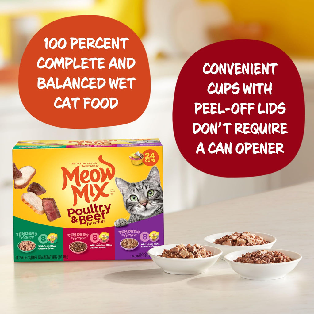 Dry Cat Food 6.3 Pound Bag + Wet Cat Food Variety Pack 2.75 Ounce Cups (Pack of 24) M734772