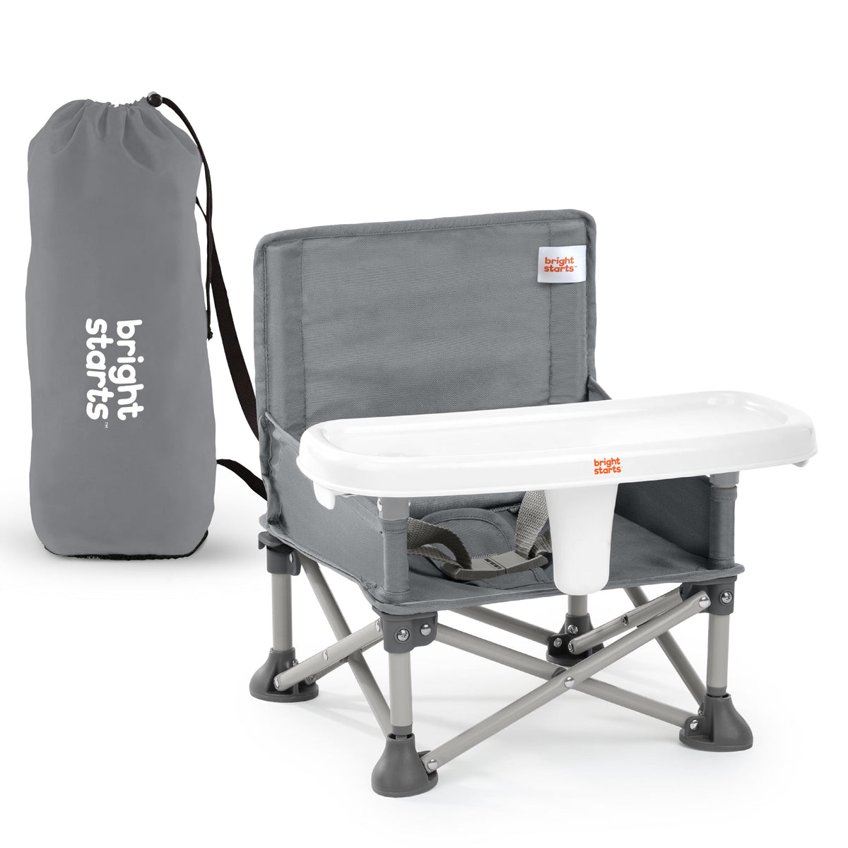 Portable Booster Seat, 3-in-1 Floor Seat, Travel High Chair with Feeding Tray, Grey Y396978