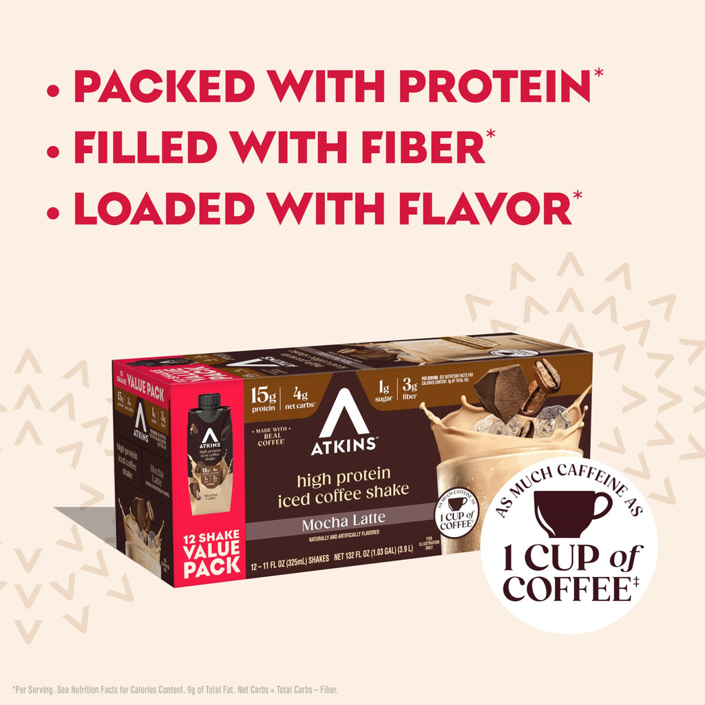 High Protein Mocha Latte Iced Coffee Shake, 12 Count V7368