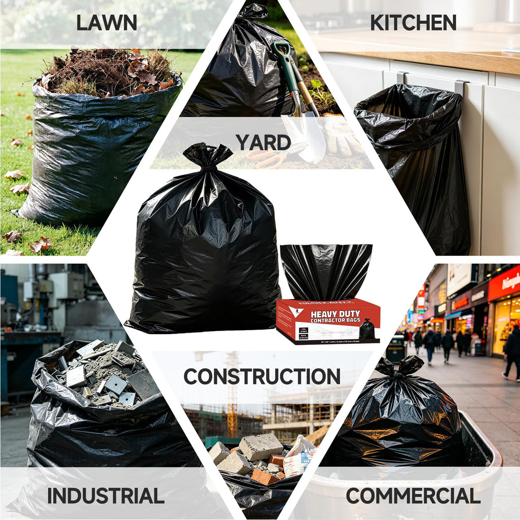 55 Gallon 2 Mil Black Heavy Duty Trash Bags, 20 Count C1645