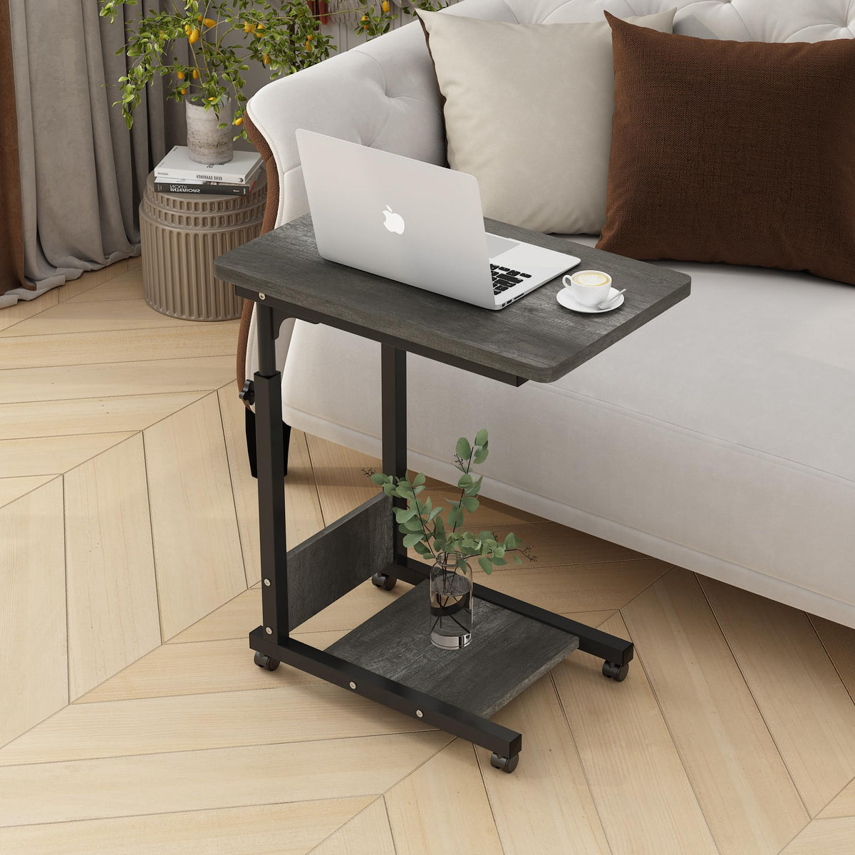 Adjustable Height C Table with Wheels and Storage V946347