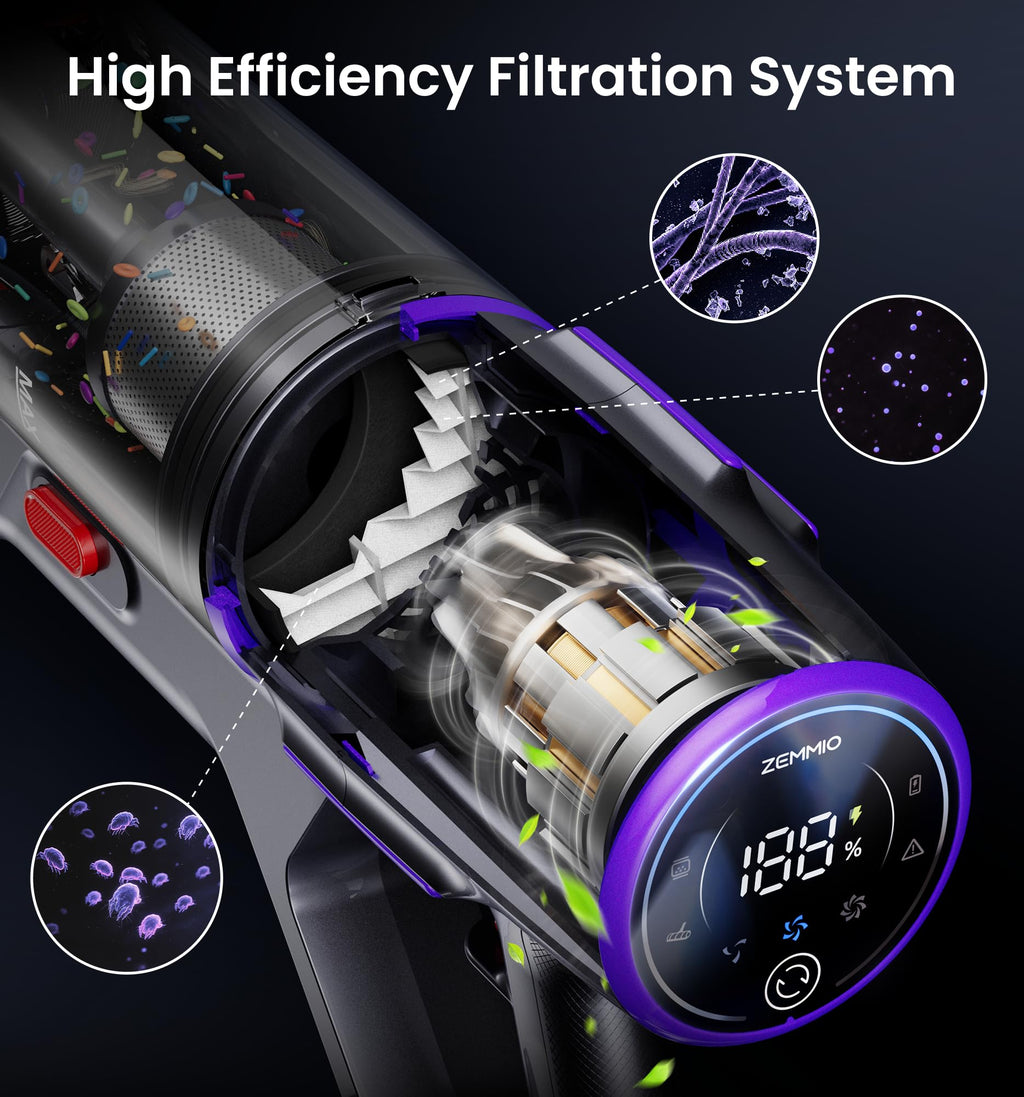 650W 55KPA Cordless Stick Vacuum with Smart Display C76153