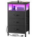 3 Drawer Nightstand with Charger Station and LED Lights M69287