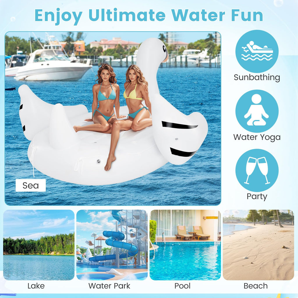 4-Person Inflatable Pool Float with Cup Holders O203