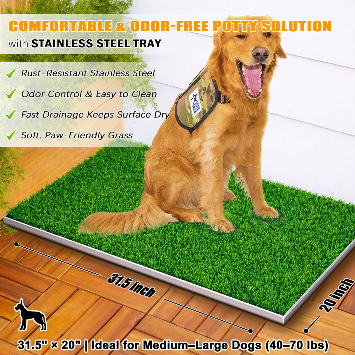 Grass Pee Pad with Stainless Steel Tray I26228