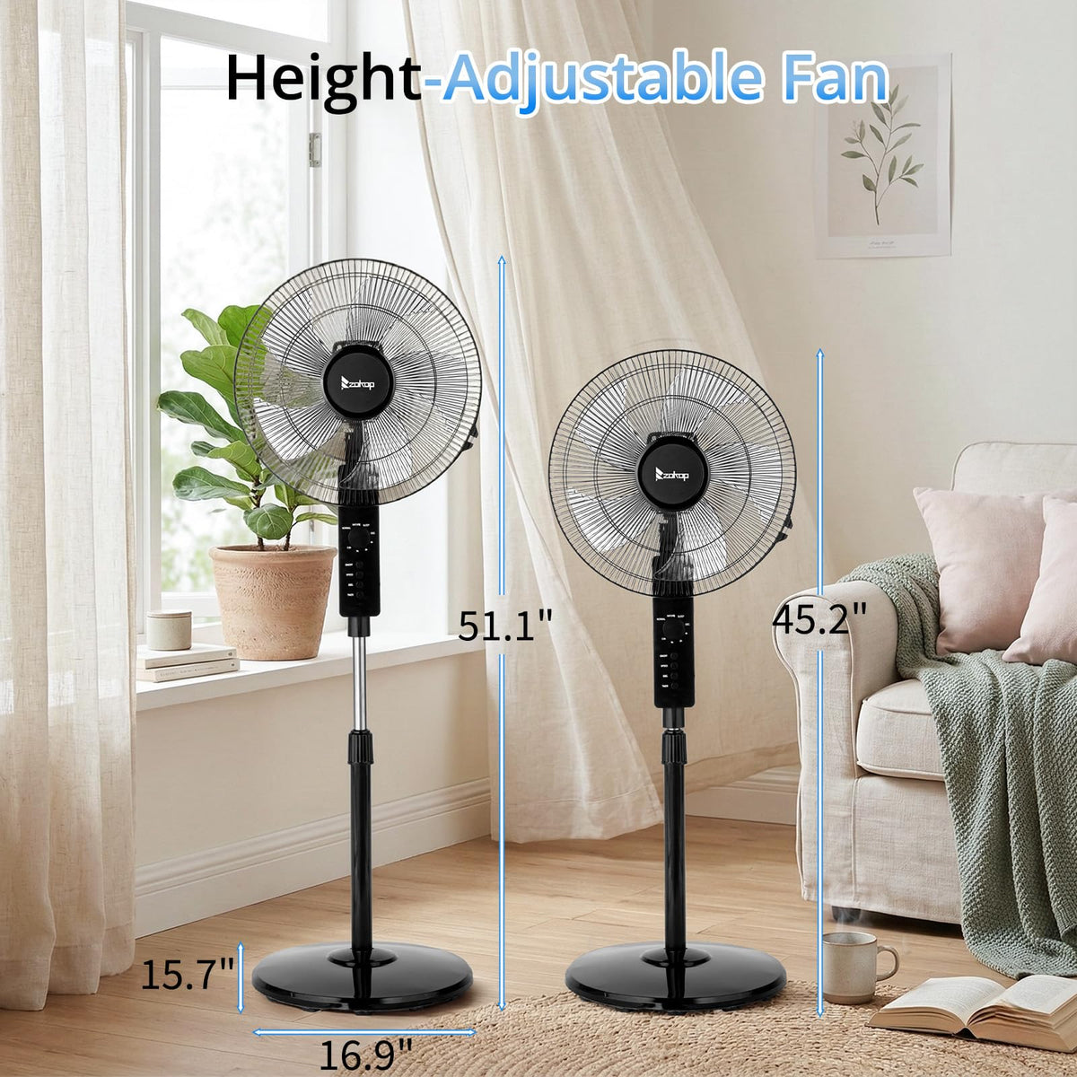 16 inch Oscillating Pedestal Fan with Remote Control, Black P447273
