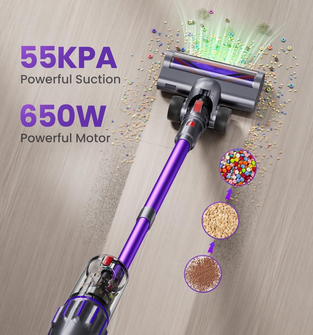 650W 55KPA Cordless Stick Vacuum with Smart Display C76153