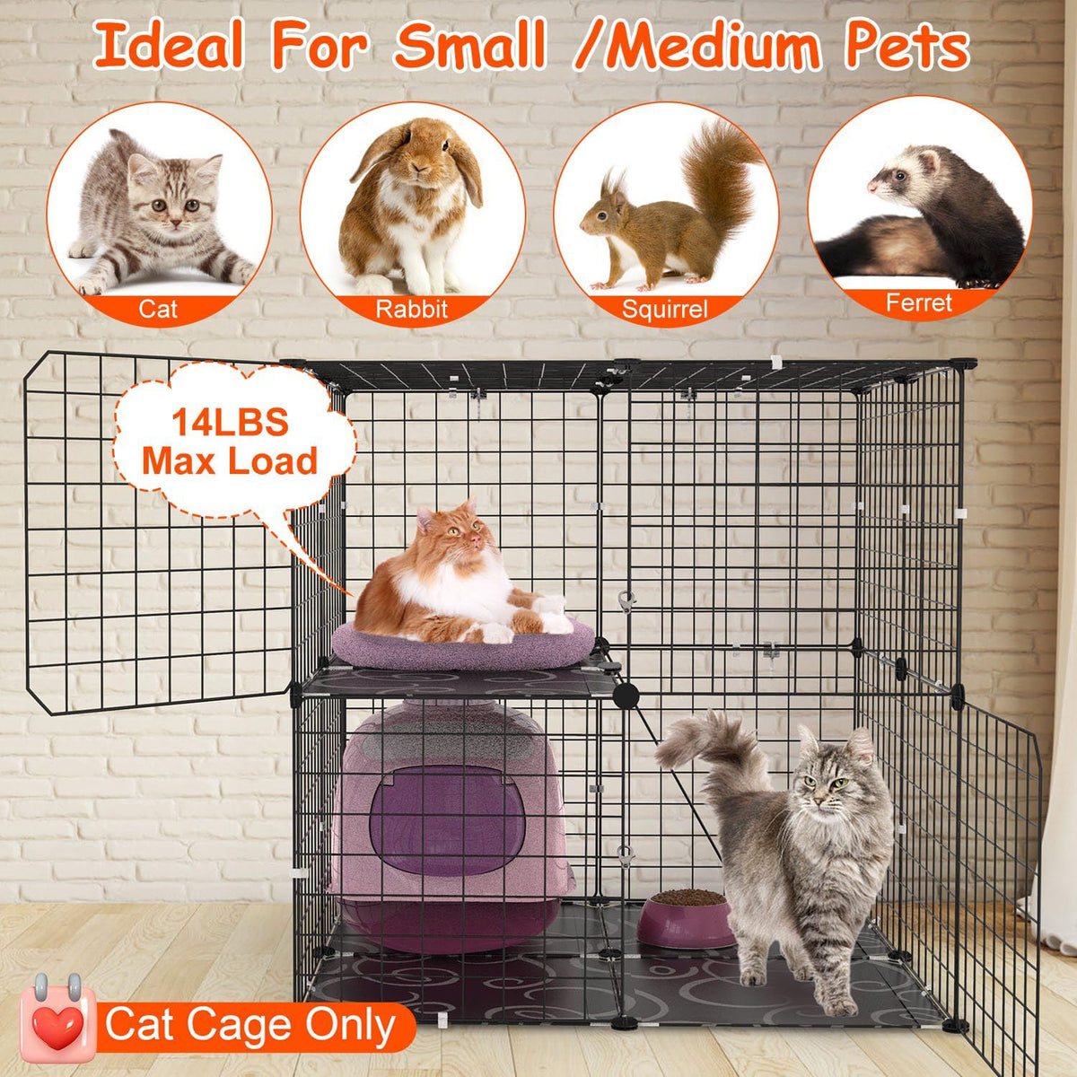 Black 2-Tier Cat Cage V13038