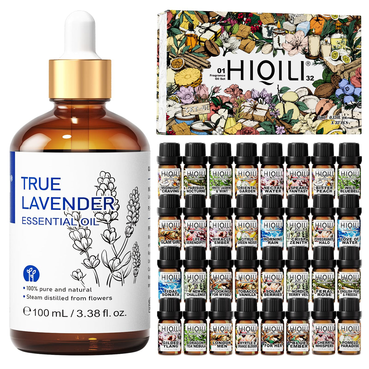 100ML Lavender Essential Oil & 5ML*32 Fragrance Oil Set I907670