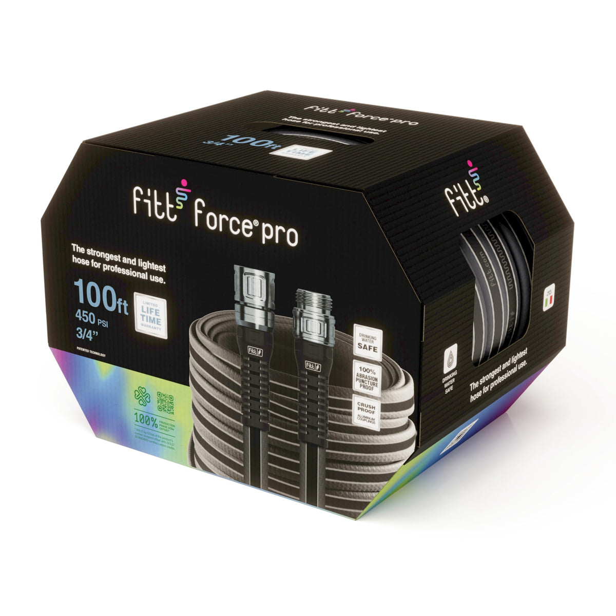 Lightweight Flexible Kink-Free Flat Garden Hose, Grey and Blue, 100-Feet x 3/4-Inch T507