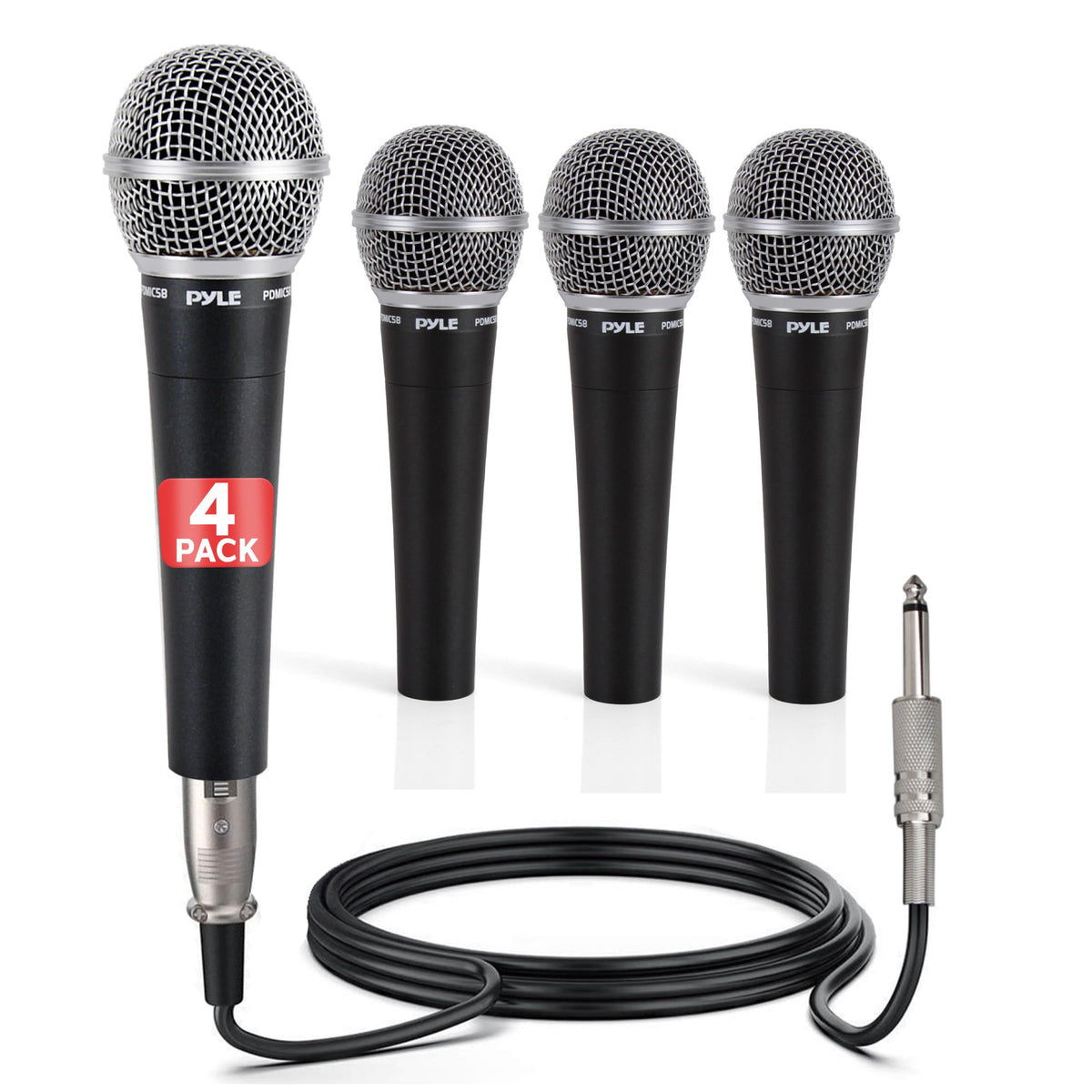 4-Pack Unidirectional Handheld Dynamic Microphone with XLR Cable J455