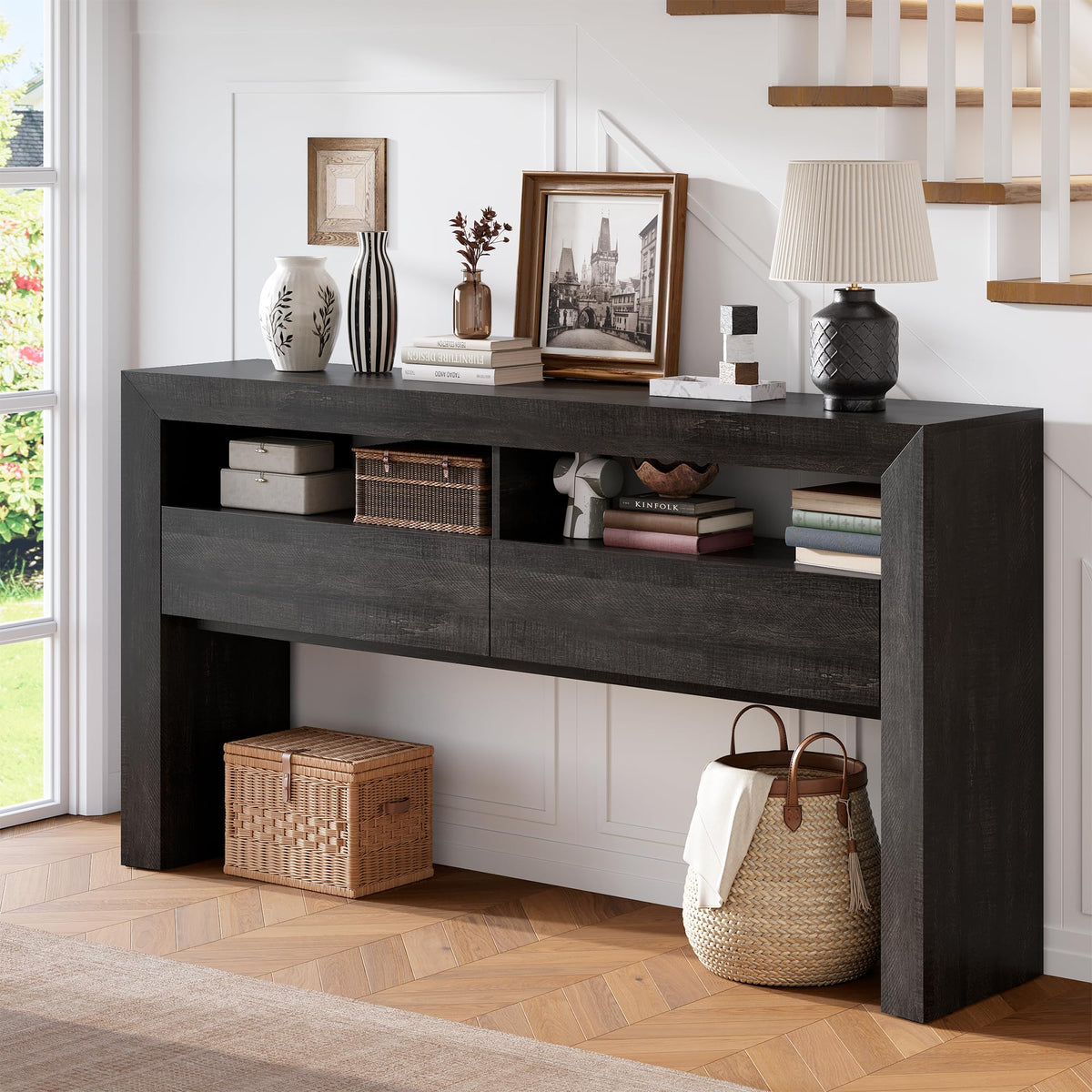 63" Dark Oak Console Table with 2 Drawers P44881