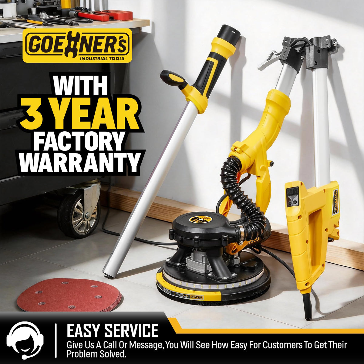 950W Electric Drywall Sander with Vacuum Dust Collector K236